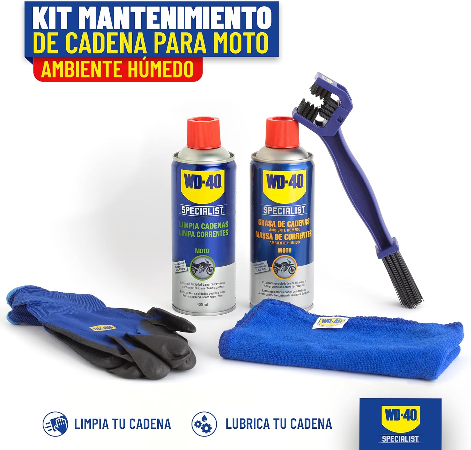WD-40 Kit Limpiador Cadena Ambiente Humedo WD-40 Kit Limpiador Cadena Ambiente Humedo